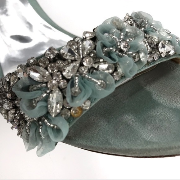 Badgley Mischka Embellished Ankle Strap Heels Size 6.5 - Picture 3 of 11